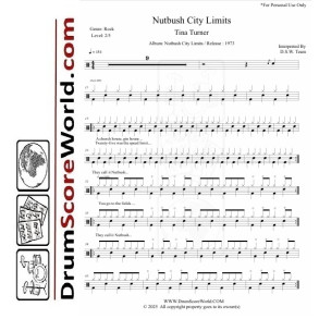 Tina Turner - Nutbush City Limits - Drum Sheet